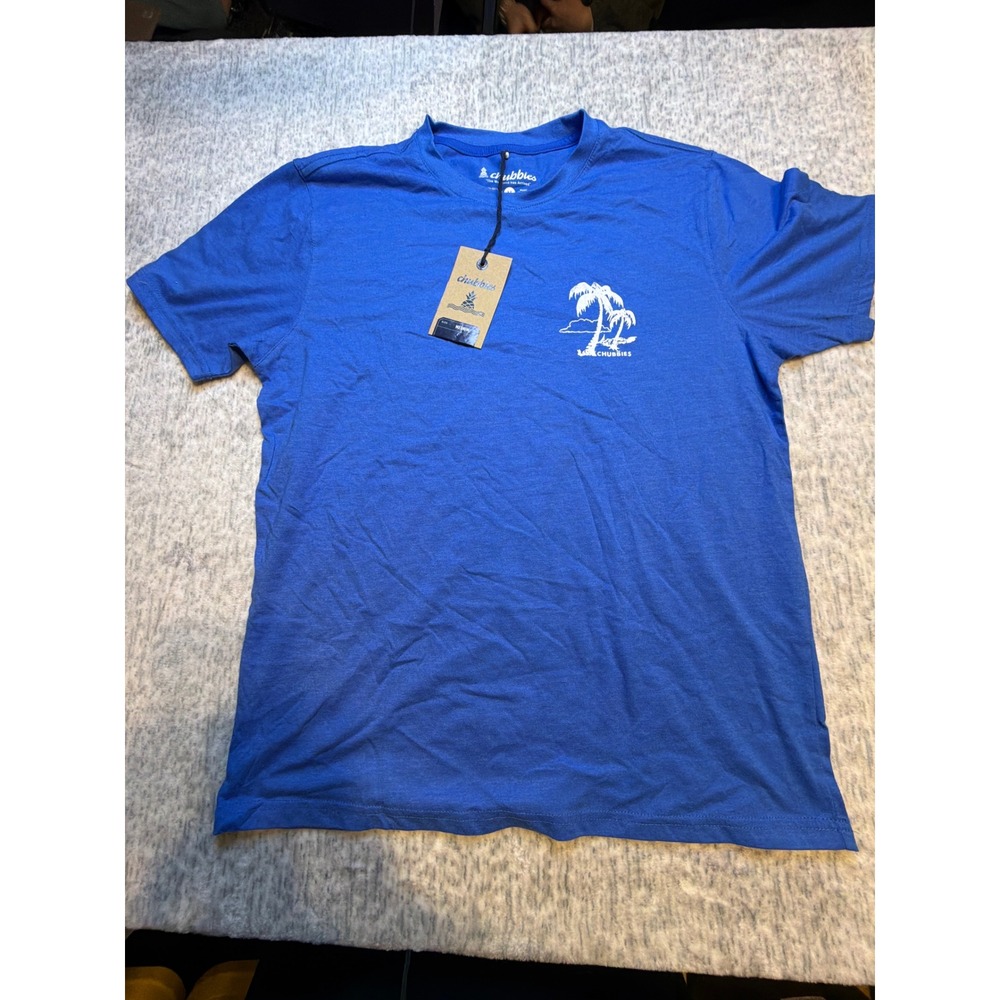 Chubbies The Relaxer T Shirt Blue Palm‎ Tree Graphic Cotton Blend Men's Med NWT